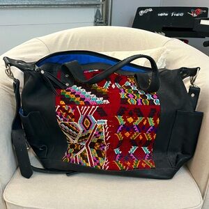Large leather travel artisan tote